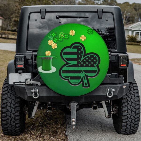 St Patricks Day Tire Cover, Clover Spare Tire Cover American Clover Tire Cover Irish Tire Wrap St Patrick’s Day Gift