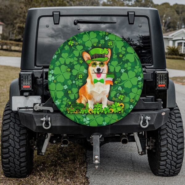 St Patricks Day Tire Cover, Corgi St Patricks Day Decorations Cute Spare Tire Cover Women Dog Lover Irish Gift Ideas Dog Dad