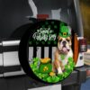 St Patricks Day Tire Cover, English Bulldog Saint Patrick’s Day Spare Tire Cover Irish Shamrock Coin Lucky Gift
