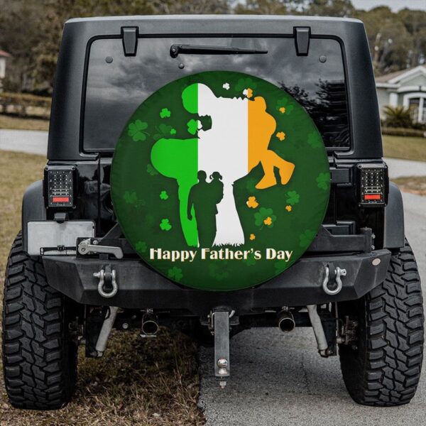 St Patricks Day Tire Cover, Irish Dad Happy Father’s Day Spare Wheel Cover Car Decoration