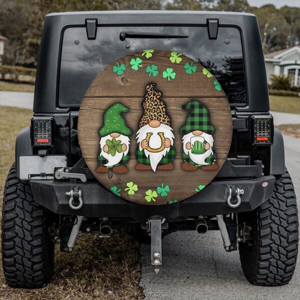 St Patricks Day Tire Cover, Irish Shamrock St Patrick Day Gnomes Spare Tire Cover Car Accessories Happy St Patricks Day