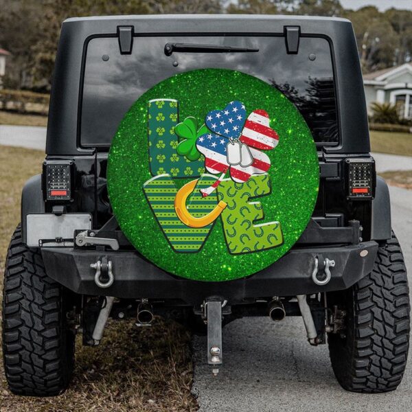 St Patricks Day Tire Cover, Love Saint Patrick Day Irish In My Vein Spare Tire Cover Universal Fits Tire Patty Day Gift