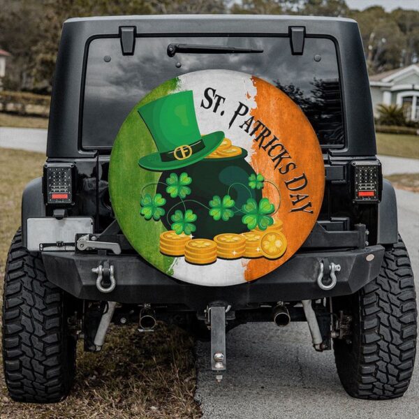 St Patricks Day Tire Cover, St Patrick Day Spare Tire Cover Patrick Lucky Coin Irish Family Gifts