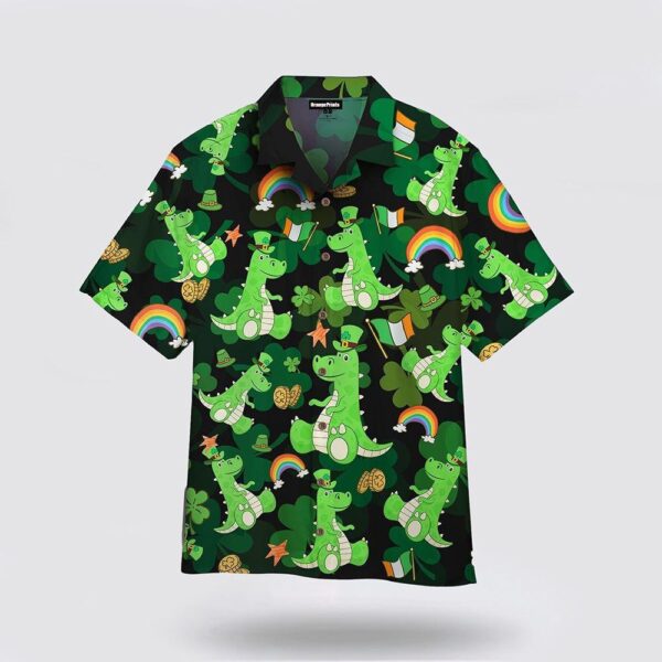 T Rex Love St Patrick Day Hawaiian Shirt, St Patricks Day Shirts, Shamrock Hawaiian Shirt