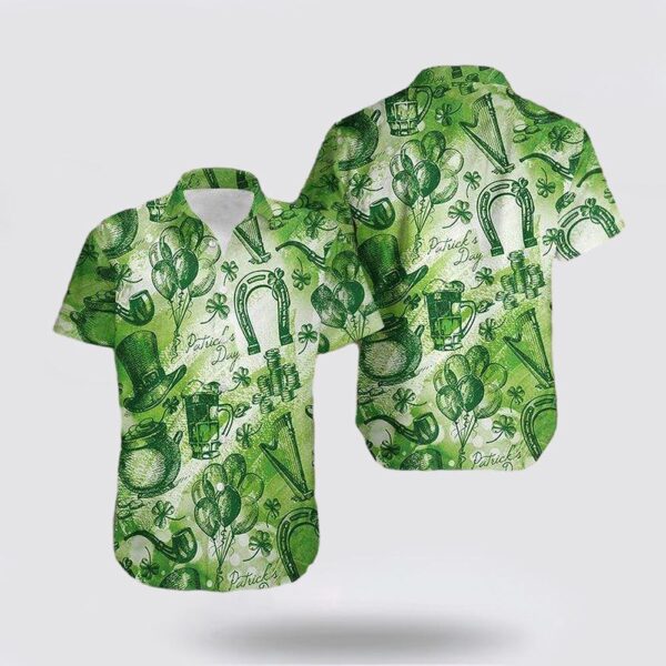 Whole Green SaintPatrick’s Day Vintage Hawaiian Shirt, St Patricks Day Shirts, Shamrock Hawaiian Shirt