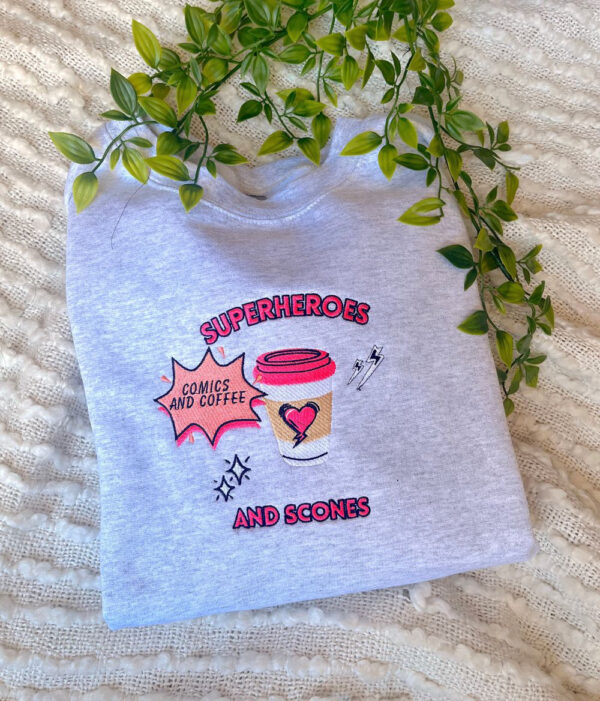 Superheroes and Scones/ Addicted Series Merch/ Addicted Calloway series/ Booktok Merch/ Embroidered Book Sweatshirt / Embroidered Sweatshirt