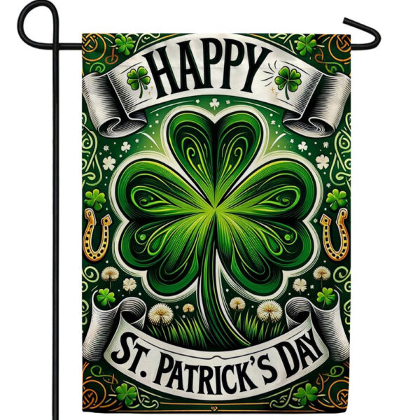 Happy St Patricks Day Flag, St Patrick’s Day Garden Flag, St Patricks Shamrock Flag, Celtic Clover Flag, St Patty’s Flag, St Patricks Flag