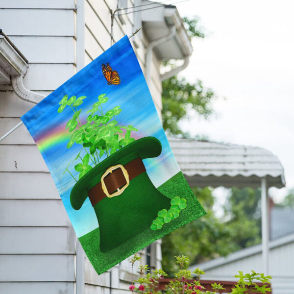 Leprechaun Hat Of Clover Flag, St Patrick’s Day Garden Flag, Shamrock Flag, Clover Flag, St Pattys Flag, St Patricks Flag, Shamrock Hat Flag