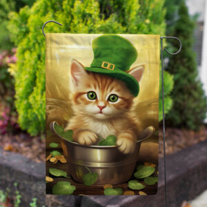 St Patricks Day Cat Flag, Happy…