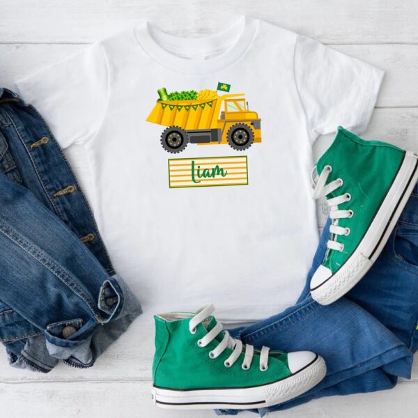 St Patrick Toddler Tee,Boys St Patricks Day Shirt,Personalized St.Patricks Day Gift,Patrick Dump Truck Shirt,Irish Boy Outfit