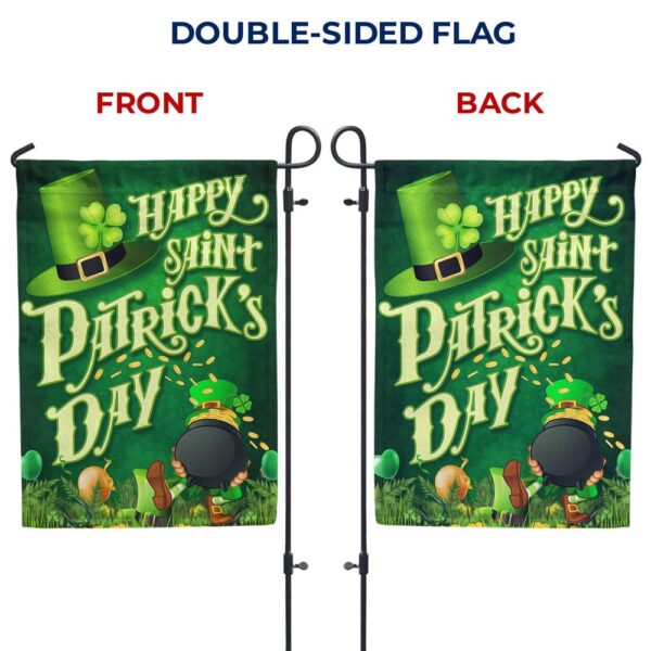 Happy St Patricks Day Flag, Leprechaun Hat Flag, St Patrick’s Day Garden Flag, Shamrock Flag, Clover Flag, St Patty’s Flag, St Patricks Flag