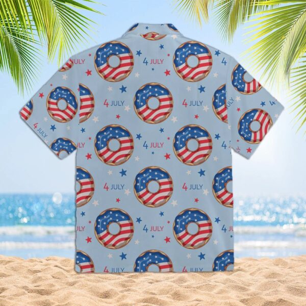 4th Of July Hawaiian Shirt, 4Th Of July Blue And Red Donuts Trendy Hawaiian Shirt, Hawaiian Fourth Of July Shirt
