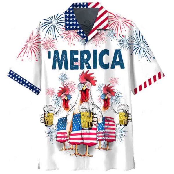 4th Of July Hawaiian Shirt, 4Th Of July Hawaiian Shirt, Chicken Beer Hawaiian Shirt, Hawaiian Fourth Of July Shirt