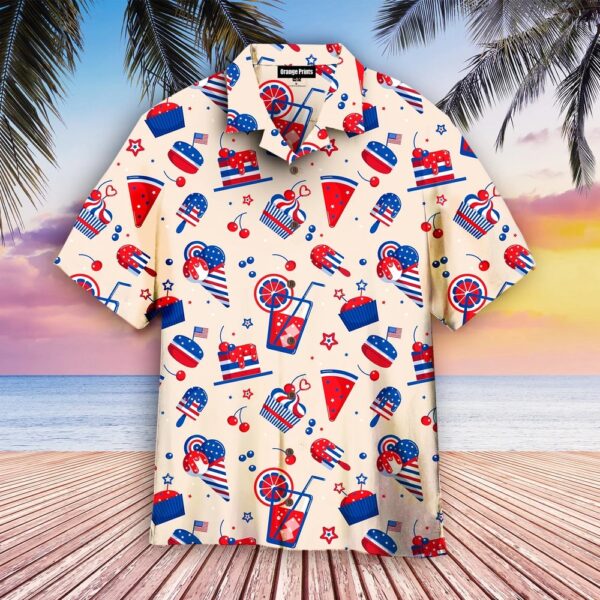 4th Of July Hawaiian Shirt, 4Th Of July Ice Cream And Cakes Hawaiian Shirt, Hawaiian Fourth Of July Shirt
