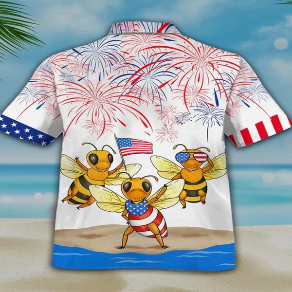 4th Of July Hawaiian Shirt, Bee’s 4Th Of July Hawaiian Shirt- Independence Day Hawaiian Shirt, Hawaiian Fourth Of July Shirt