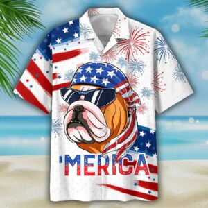 4th Of July Hawaiian Shirt, Bulldog…