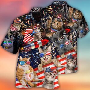 4th Of July Hawaiian Shirt, Cat…