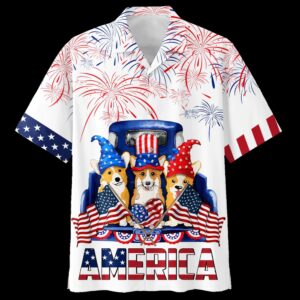 4th Of July Hawaiian Shirt, Corgi…