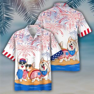 4th Of July Hawaiian Shirt, Corgi…