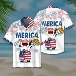 4th Of July Hawaiian Shirt, Cow…