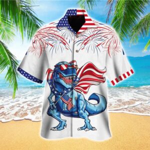 4th Of July Hawaiian Shirt, Dinosaurs…