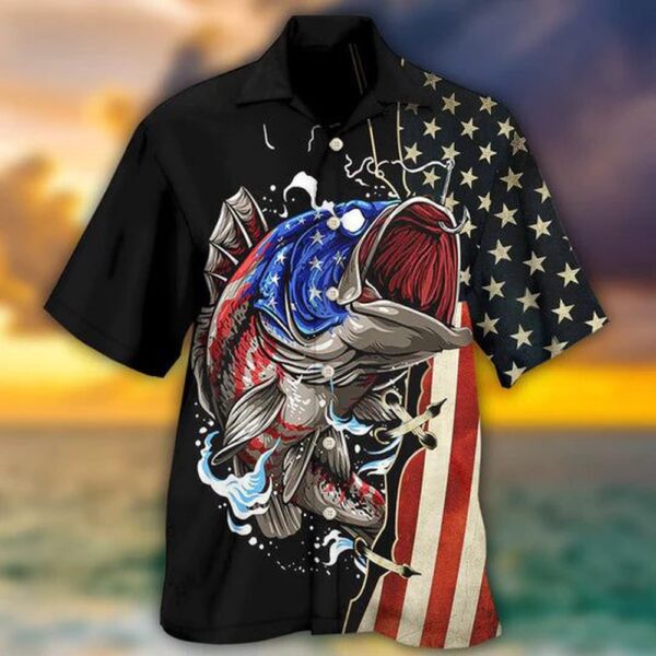 4th Of July Hawaiian Shirt, Fishing Independence Day, Hawaiian Shirt, Hawaiian Fourth Of July Shirt