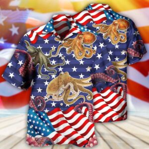 4th Of July Hawaiian Shirt, Octopus…