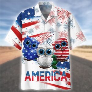 4th Of July Hawaiian Shirt, Owls…