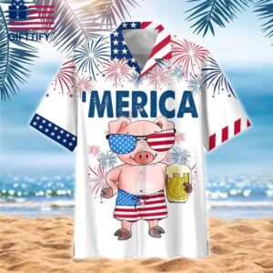 4th Of July Hawaiian Shirt, Pig…