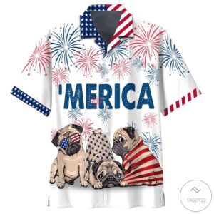 4th Of July Hawaiian Shirt, Pug…