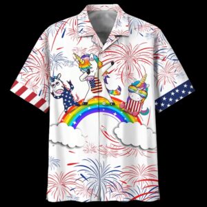 4th Of July Hawaiian Shirt, Rainbow…