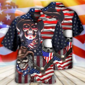 4th Of July Hawaiian Shirt, Skull…