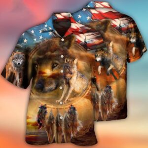 4th Of July Hawaiian Shirt, Wolf…