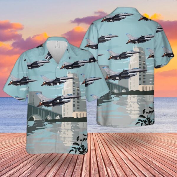 Air Force Hawaiian Shirt, USAF Minnesota Air National Guard 148th Fighter Wing F-16 Fighting Falcon Hawaiian Shirt, Veteran Hawaiian Shirt