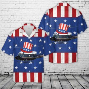 Air Force Hawaiian Shirt, US Air Force Bell UH-1N Twin Huey 1st Helicopter Squadron, 4th Of July Hawaiian Shirt, Veteran Hawaiian Shirt