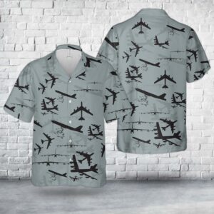 Air Force Hawaiian Shirt, US Air Force Boeing B-52 Stratofortress Aircraft Silhouettes Hawaiian Shirt, Veteran Hawaiian Shirt