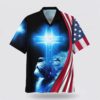 Christian Hawaiian Shirt, American Flag Lion Cross Hawaiian Shirt, Religion Hawaiian Shirt
