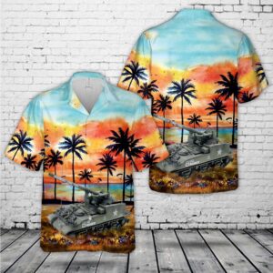 Army Hawaiian Shirt, M40-B Battery 937th Field Artillery Battalion US Army Korean War 1953 Tank Hawaiian Shirt, Military Aloha Shirt