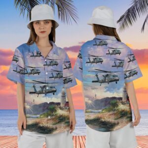 Army Hawaiian Shirt, Sikorsky UH-60 Blackhawk Medevac US Army helicopter Hawaiian Shirt For Women, Military Aloha Shirt