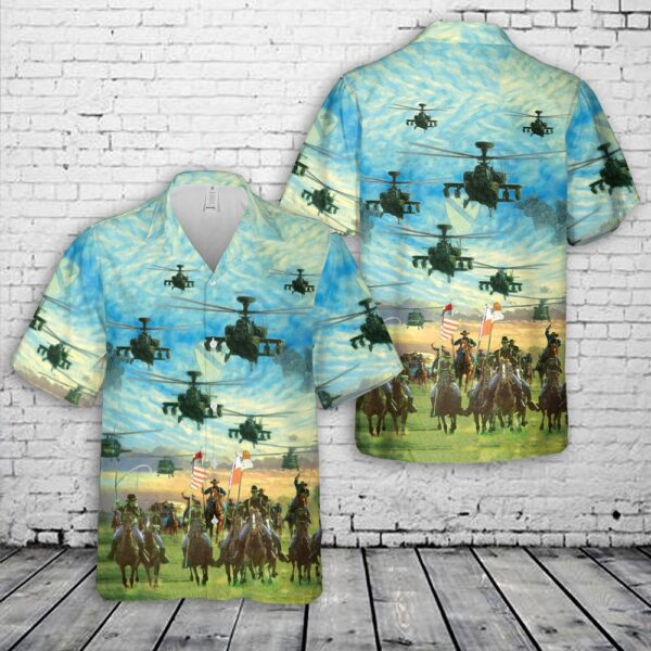 Army Hawaiian Shirt, US Army 1st Cavalry Division’s Combat Aviation Brigade With The Horse Detachment Hawaiian Shirt, Military Aloha Shirt