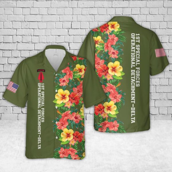 Army Hawaiian Shirt, US Army 1st Special Forces Operational Detachment Delta 1st SFOD-D Hawaiian Shirt, Military Aloha Shirt