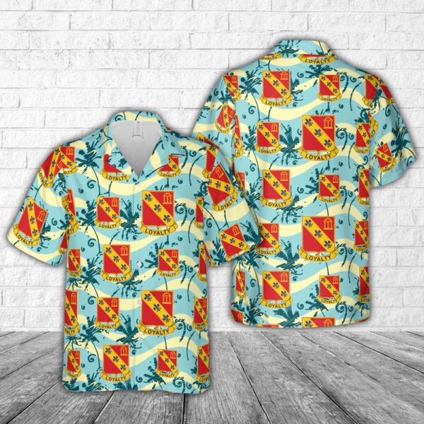Army Hawaiian Shirt, US Army 319th Field Artillery Regiment Hawaiian Shirt, Military Aloha Shirt