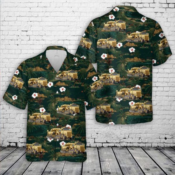 Army Hawaiian Shirt, US Army M1070 Truck Tractor & M1000 HET Semi-trailer Hawaiian Shirt, Military Aloha Shirt