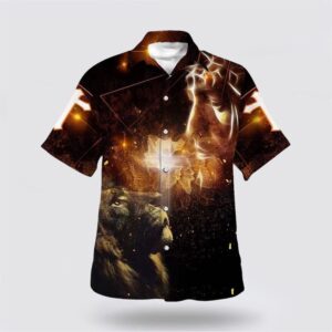 Christian Hawaiian Shirt, Christian Jesus Lion…