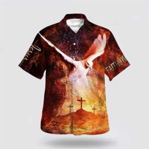 Christian Hawaiian Shirt, Eagle Cross Jesus…