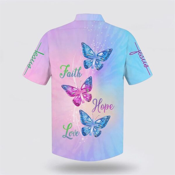 Christian Hawaiian Shirt, Faith Hope Love Butterfly Hawaiian Shirt, Religion Hawaiian Shirt