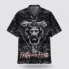 Christian Hawaiian Shirt, Faith Over Fear Gothic Lion Black Hawaiian Shirt, Religion Hawaiian Shirt