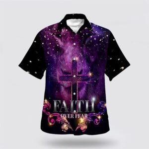 Faith Over Fear Hawaiian Shirt The Lion Cross Hawaiian Shirts For Men Christian Hawaiian Shirt Religious Aloha Shirt 1 bxfoui.jpg