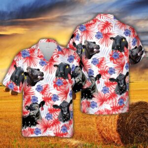Farm Hawaiian Shirt, American Colors Black…