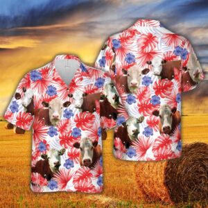 Farm Hawaiian Shirt, American Colors Herefold…